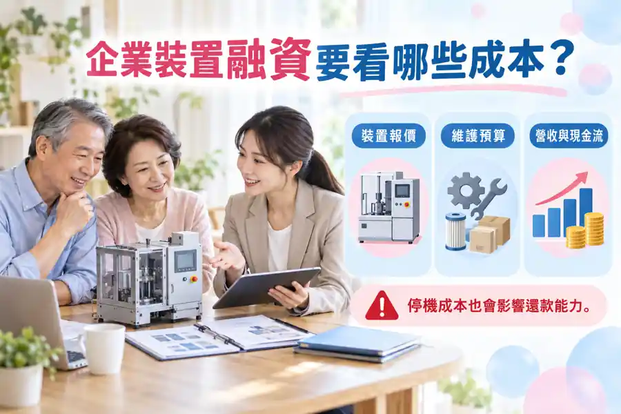 企業設備融資要看哪些成本？把買價、運轉與還款放在同一張表主題示意