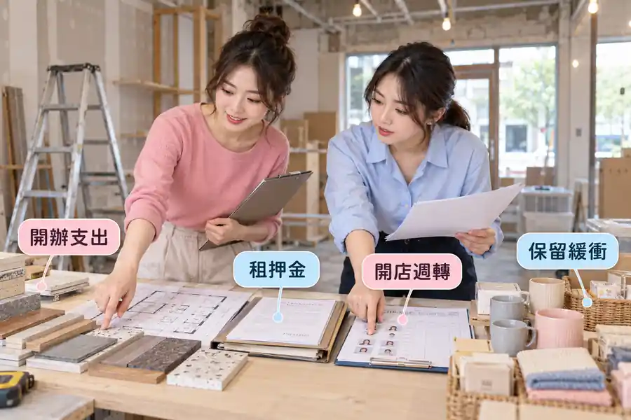 展店前需要借多少？裝潢以外還有這些支出主題圖：開辦支出、租押金、開店週轉