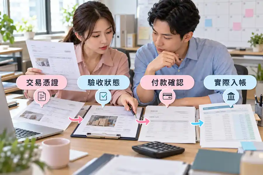 應收帳款能當還款來源嗎？先確認能不能準時收到主題圖：交易憑證、驗收狀態、付款確認
