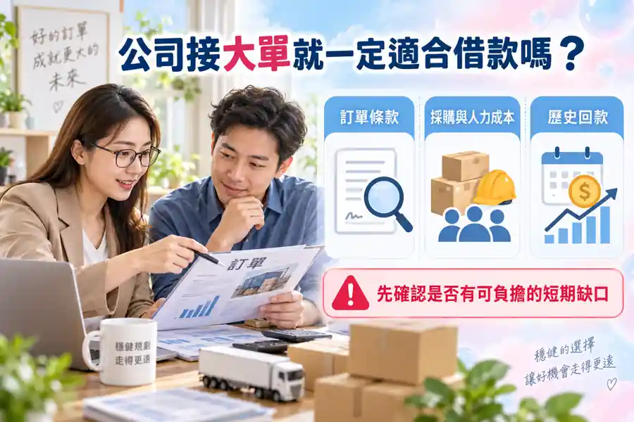 公司接大單就一定適合借款嗎？先算毛利、付款時間與履約風險主題示意