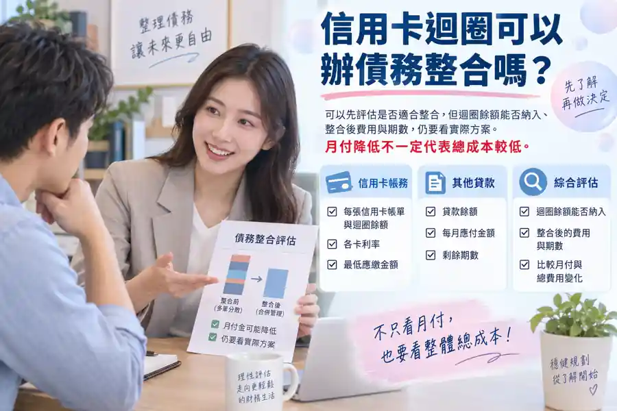 信用卡循環可以辦債務整合嗎？主題示意