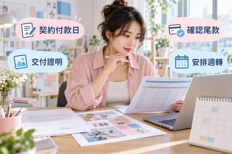 接案尾款沒收到，如何準備短期週轉資料？主題圖：契約付款日、交付證明、確認尾款