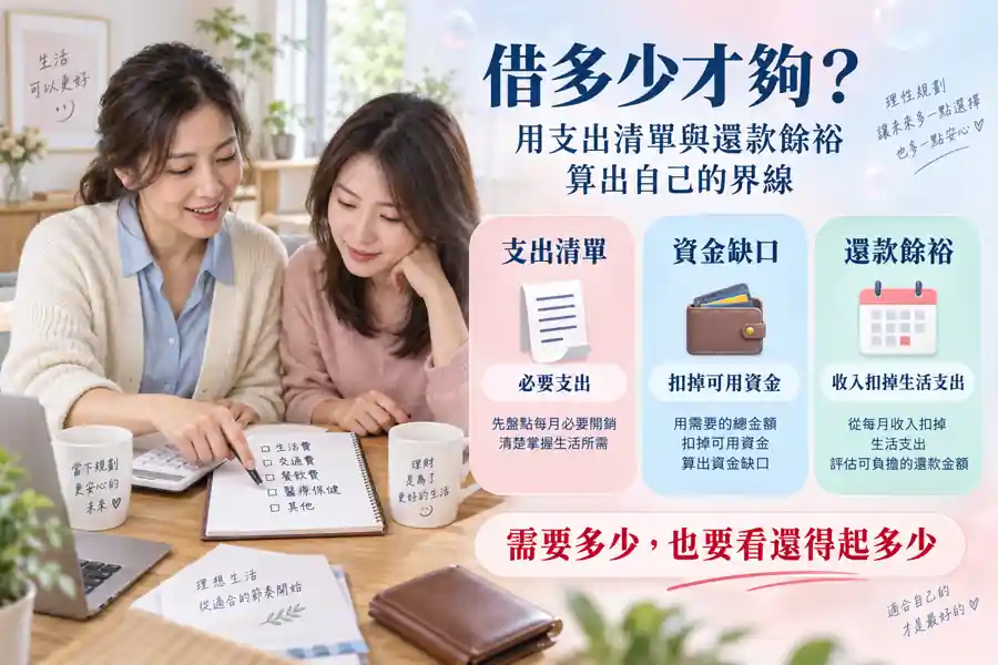 借多少才夠？用支出清單與還款餘裕算出自己的界線主題示意
