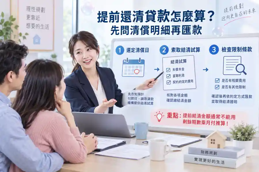 提前還清貸款怎麼算？先問清償明細再匯款主題示意