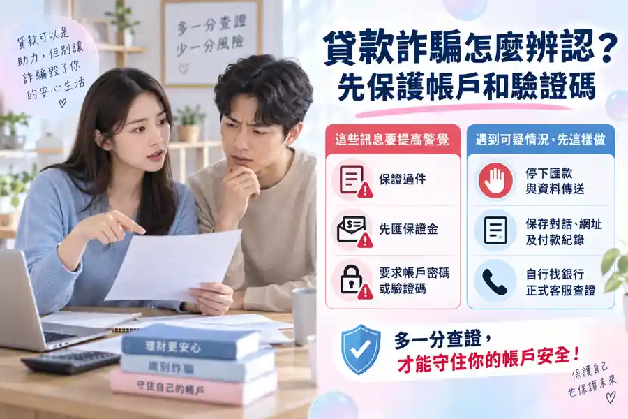 貸款詐騙怎麼辨認？先保護帳戶和驗證碼主題示意