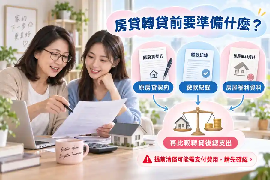 房貸轉貸前要準備什麼？主題示意