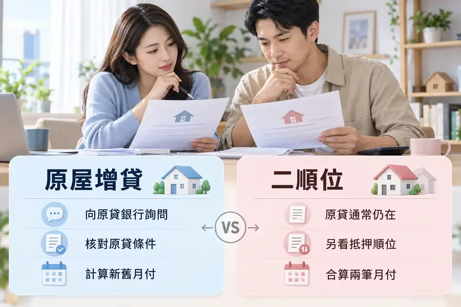房貸增貸與二順位怎麼比較？主題示意