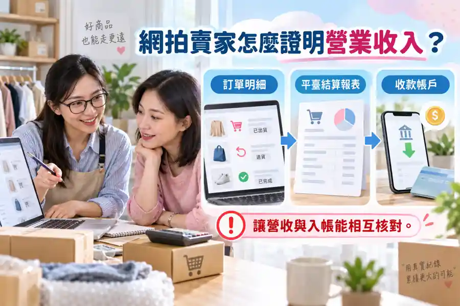 網拍賣家怎麼證明營業收入？從訂單、退貨到入帳整理一條證據鏈主題示意