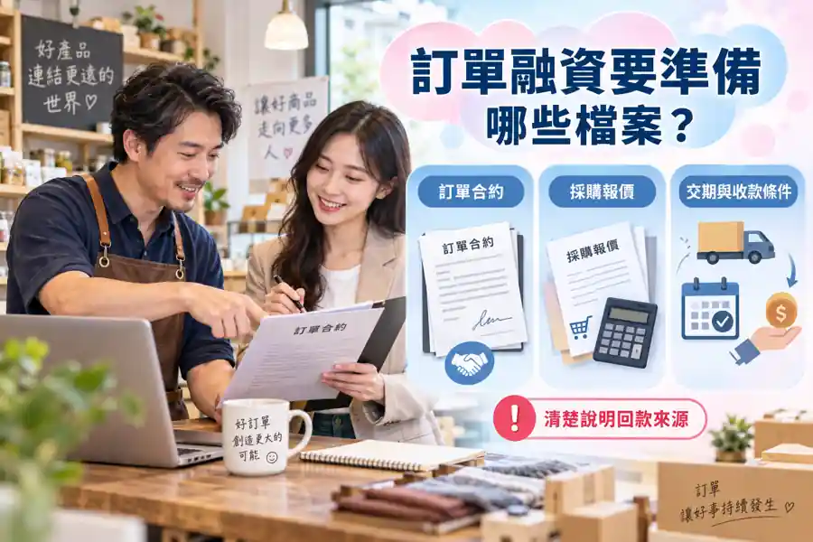 訂單融資要準備哪些檔案？從接單到收款整理證據鏈主題示意