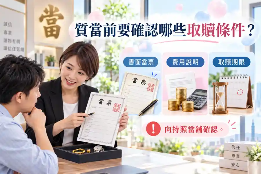 質當前要確認哪些取贖條件？把當票、費用與期限看成一張行事曆主題示意
