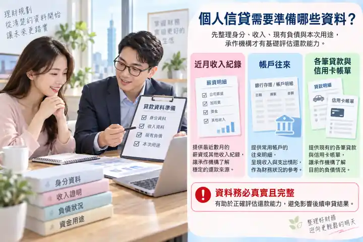 個人信貸需要準備哪些資料？主題示意