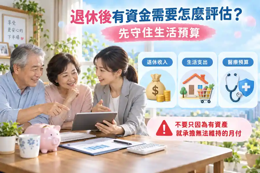 退休後有資金需要怎麼評估？先守住生活預算主題示意