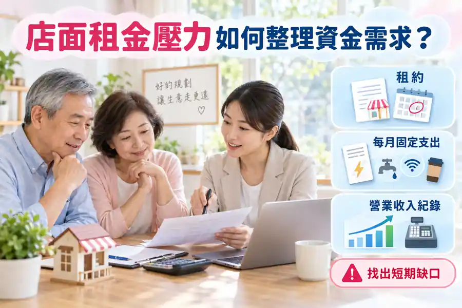 店面租金壓力如何整理資金需求？先找出付款日與真正缺口主題示意