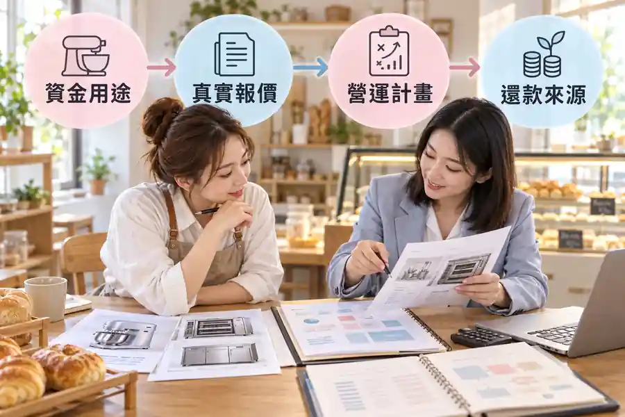 創業貸款怎麼開始準備?先有計畫與真實支出主題圖:資金用途、真實報價、營運計畫
